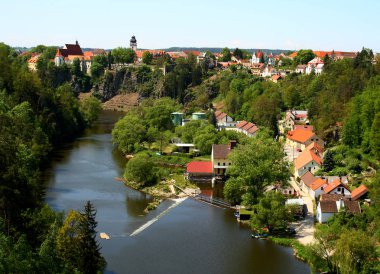 Tarihi kent Bechyne panorama, South Bohemia, Çek Cumhuriyeti