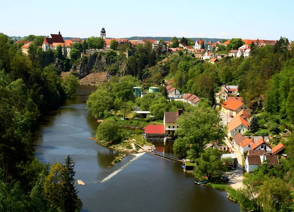 Historiska Staden Bechyne Panorama South Bohemia Tjeckien Stockbild