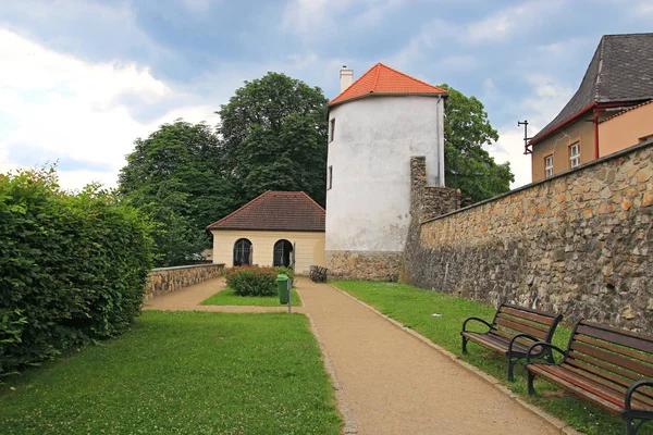 Stadsmuren Historiska Vattentornet Tábor Tjeckien Tjeckien — Stockfoto