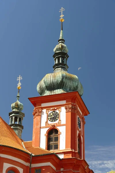 Eglise Baroque Sainte Marie Stara Boleslav République Tchèque Détail Tour — Photo