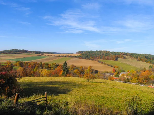 Autumn nature hills, typical czech countryside in central bohemia — Stock Photo, Image