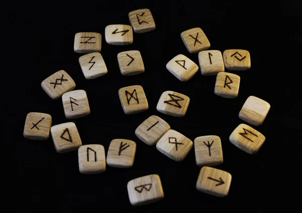 Runes Black Background — Stock Photo, Image