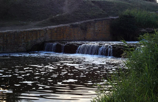 Artificial Waterfall Dam Background Texture — 스톡 사진