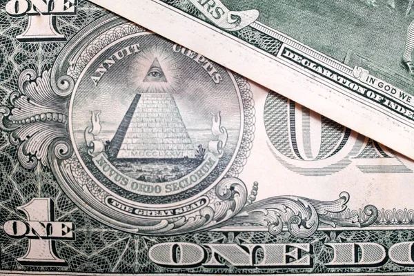 Глаз Пирамиде Фоне Однодолларовой Купюры — стоковое фото