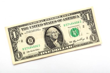 Alchevsk 'te. Ukrain 9.10.19: beyaz arkaplanda iki dolarlık banknot