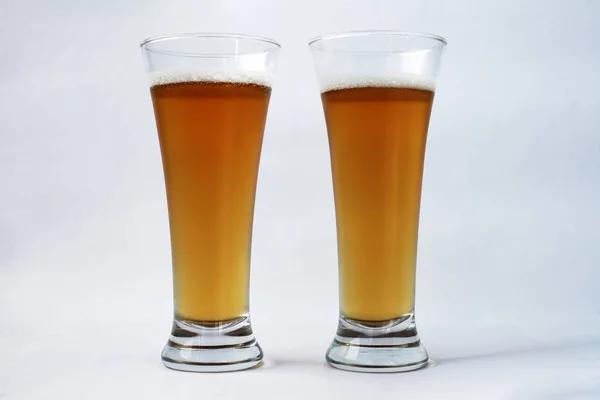 Two Glasses Beer White Background — Stock Photo, Image