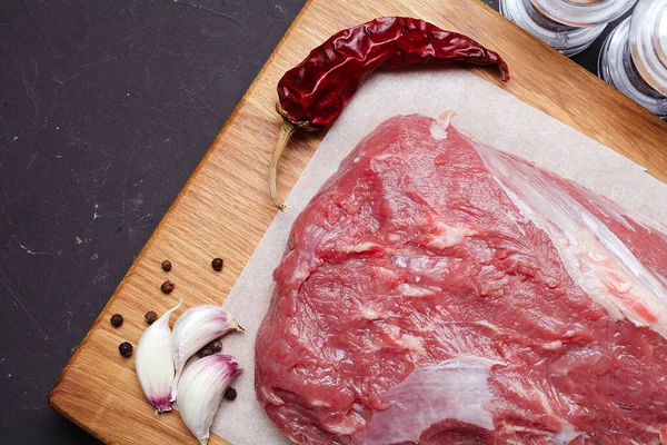 Raw Marbled Beef Cutting Board Place Your Text — Stock Photo, Image