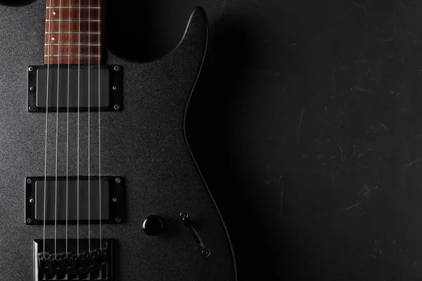 Guitarra Eléctrica Gris Primer Plano Sobre Fondo Hormigón Oscuro Vista Imágenes de stock libres de derechos