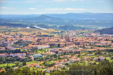 Aziz şehir Santiago de Compostela Panoraması. Compo'nun Aziz James'i
