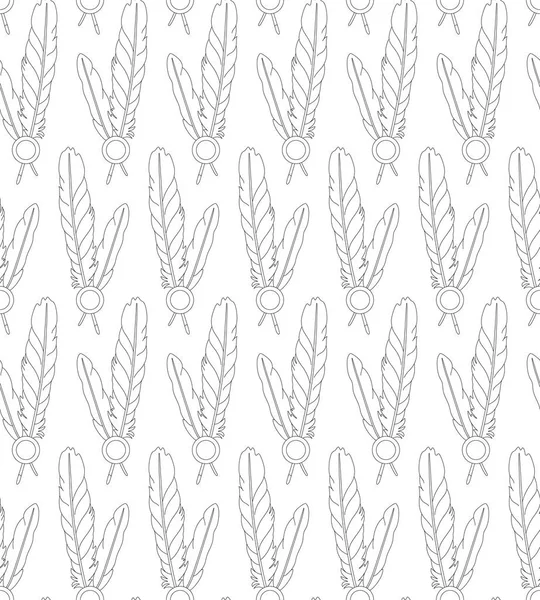 Seamless Pattern Paired Feathers White Background Can Used Graphic Design — Stock Vector