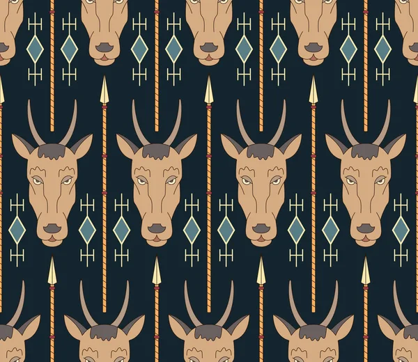 Seamless Native American Pattern Antelopes Spears Can Used Graphic Design — Stock Vector