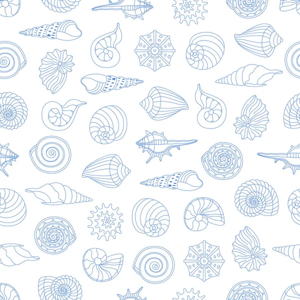 Seamless Vector Pattern Small Seashells White Background Can Used Graphic — Stock Vector