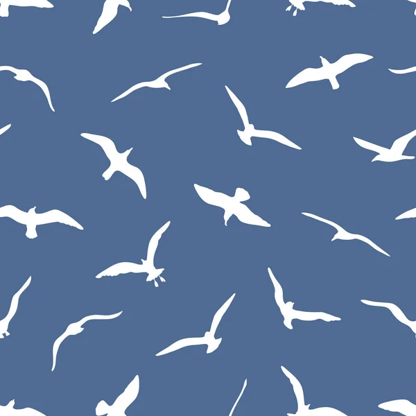 Seamless Pattern Gulls Blue Background Can Used Graphic Design Textile — Stock Vector