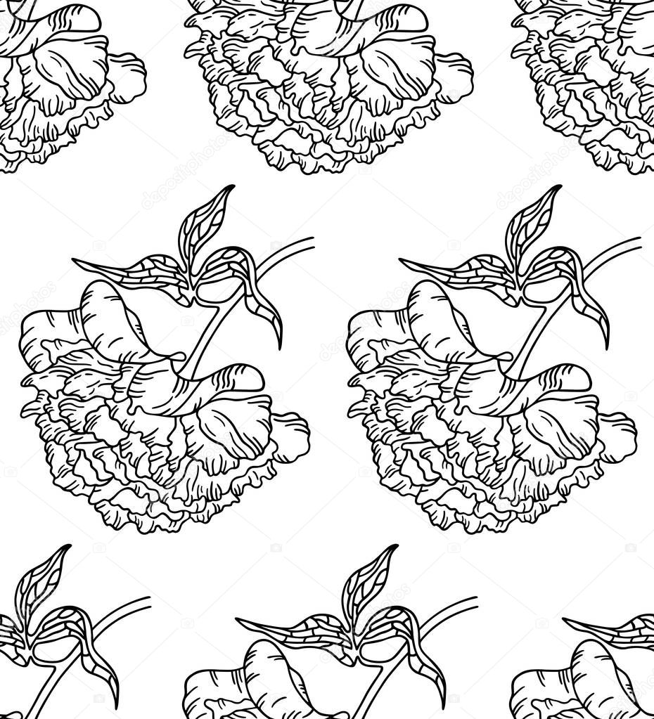 Seamless vector pattern with peony flowers. Can be used for graphic design, textile design or web design.