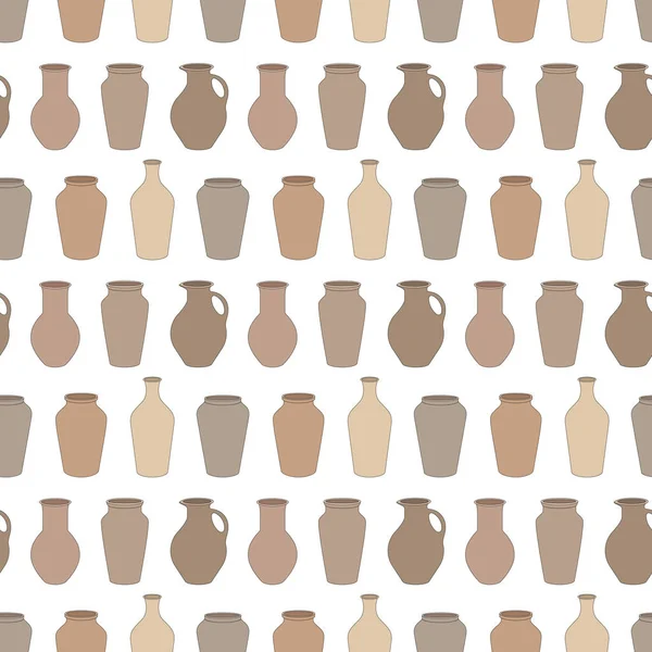 Motif sans couture avec poterie sur fond blanc — Image vectorielle