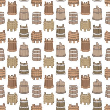 Beyaz arka plan üzerinde ahşap küvet ile Seamless Modeli