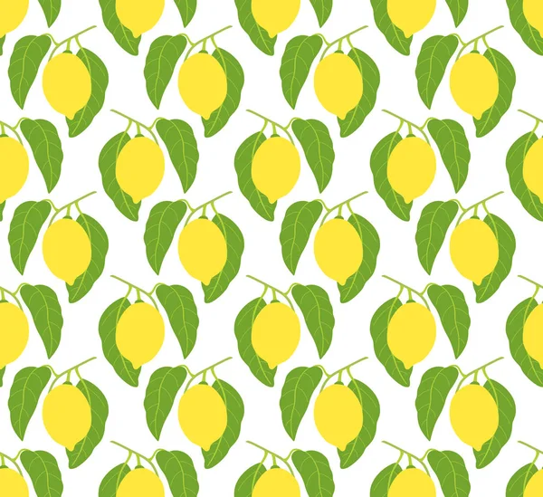 Patrón sin costuras con limones y hojas — Archivo Imágenes Vectoriales