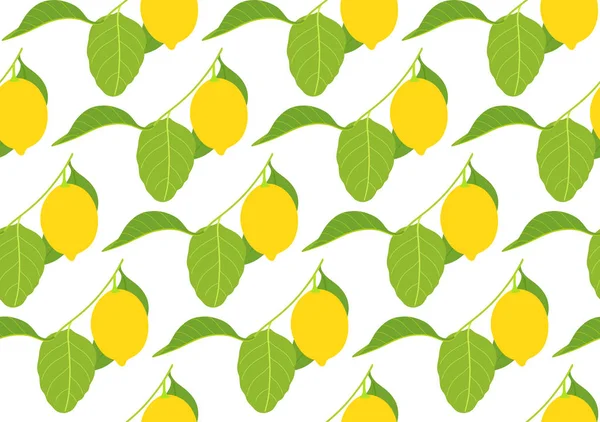 Seamless pattern with lemons on white background — Stock Vector