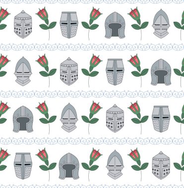 ortaçağ kask ve gül ile sorunsuz desen