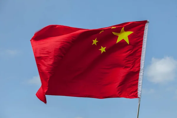 Windswept Flag People Republic China — Stock Photo, Image