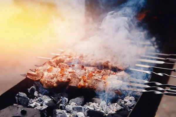 Kebab grilovací špízy — Stock fotografie