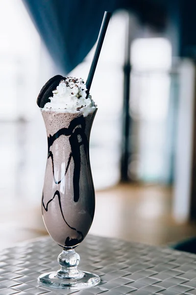 Glass with ice cream and coffee