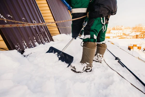 Cleaning roofs of buildings from snow