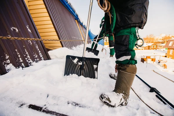 Cleaning roofs of buildings from snow