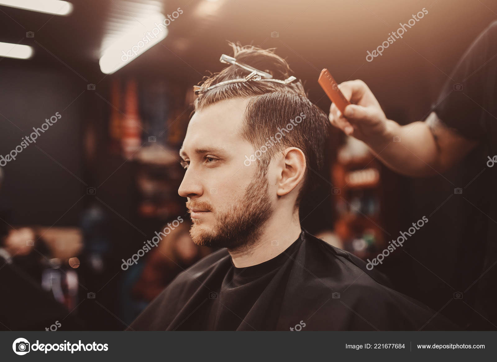 Background Of Hair Salon For Men Barber Shop Stock Photo