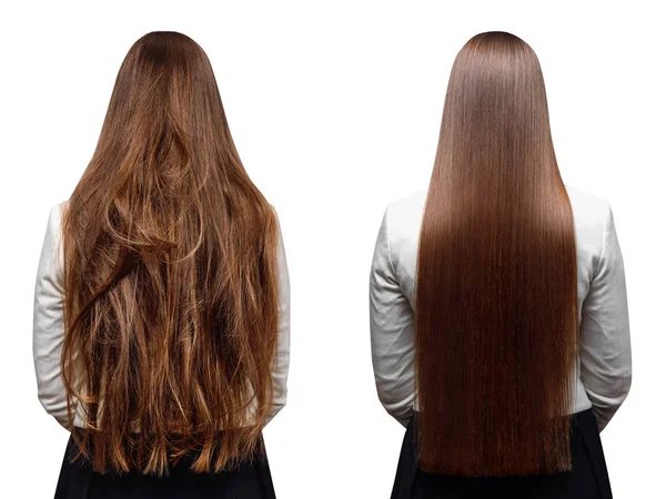 Doente, corte e cuidados com o cabelo saudável queratina . — Fotografia de Stock