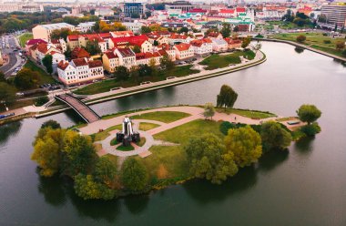 Minsk, Beyaz Rusya Cumhuriyeti. Üst görünüm hava aracı
