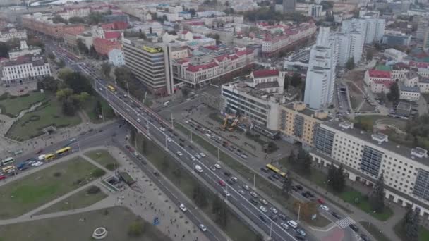 Minsk Republik Weißrussland Oktober 2018 Drohne Aus Der Luft Stadtpanorama — Stockvideo