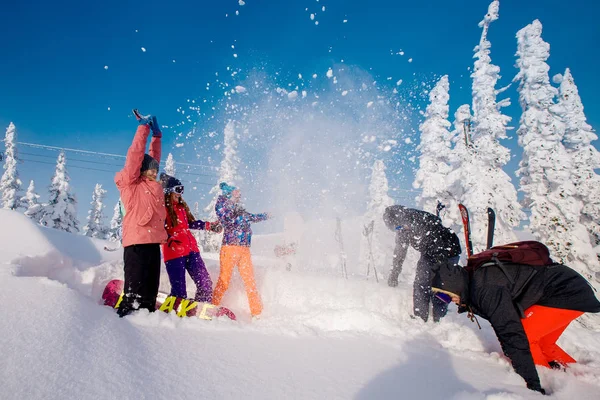 Група з Різдвом людей з лиж, сноубордів грати — стокове фото