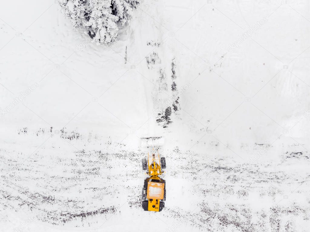 Drone snow removal excavator truck