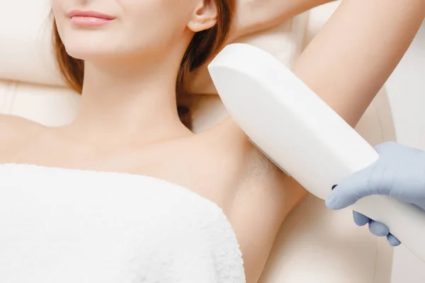 Smooth skin woman under arms. Laser hair removal