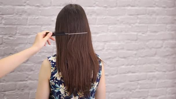 Sick, cut and healthy hair care straightening. Before and after treatment — Stock Video