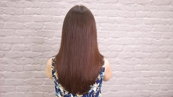 Sick, cut and healthy hair care straightening. Before and after treatment — Stock Video