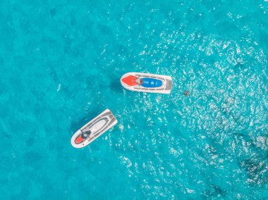 Kiralık jet ski mavi lagün tropikal safir park, havadan üst görünümü