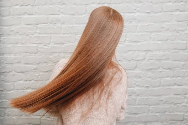 Retrato de mujer joven morena vista trasera. Concepto caída del cabello — Foto de Stock