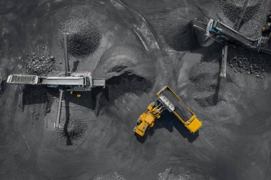 Açık maden, Kömür öğütücü sanayi, üst görünümü hava drone