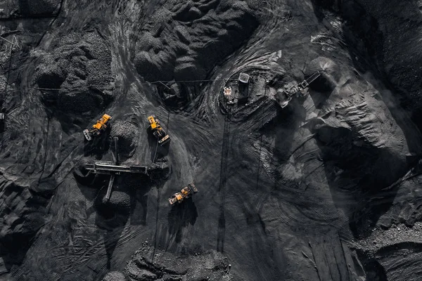 Open pit mine, extractive industry for coal, top view aerial drone