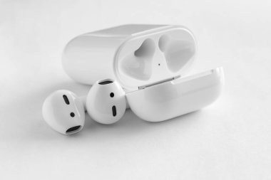 Kablosuz kulaklık, kablosuz kulaklık, kopyalama alanı arka planı