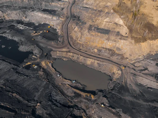 Open pit mine, extractive industry for coal, top view aerial drone — Stock Photo, Image
