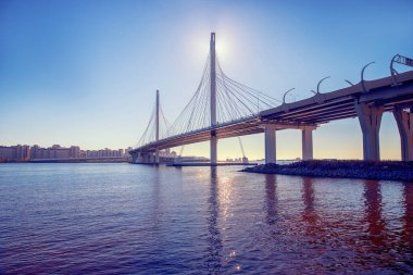 Batı Yüksek Hız Çapı 'ndan Neva Köprüsü, St. Petersburg Rusya