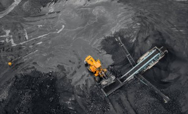 Açık maden ocağı, kömür endüstrisi, üst hava manzarası.