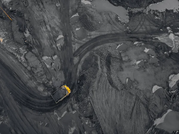 Tagebau, Bergbauindustrie für Kohle, Antenne von oben — Stockfoto