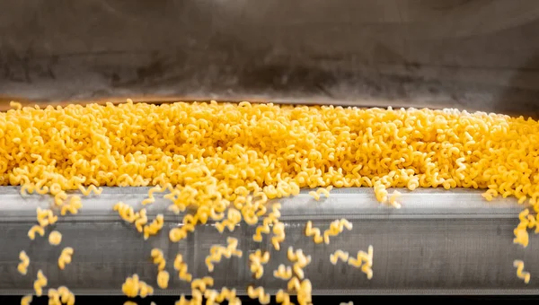 Produzione pasta trasportatore automatico, essiccazione e insaccatura in vendita — Foto Stock