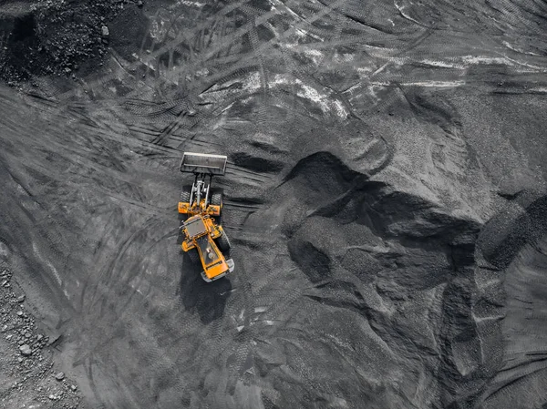 Open pit mine, extractive industry for coal, top view aerial — Stock Photo, Image