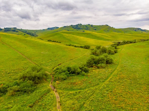 Tepeler ve dağlar Altai Cumhuriyeti Rusya, gökyüzü manzaralı