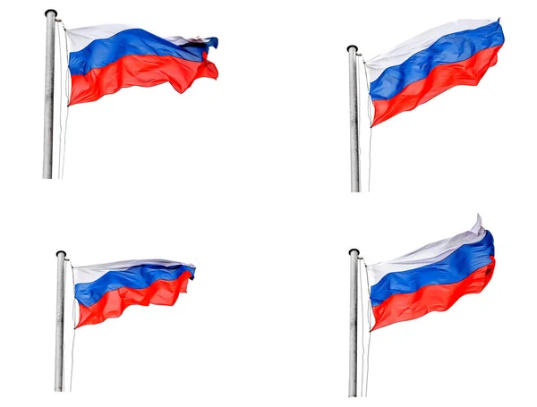 Oroszország zászló integetett fehér elszigetelt háttér — Stock Fotó